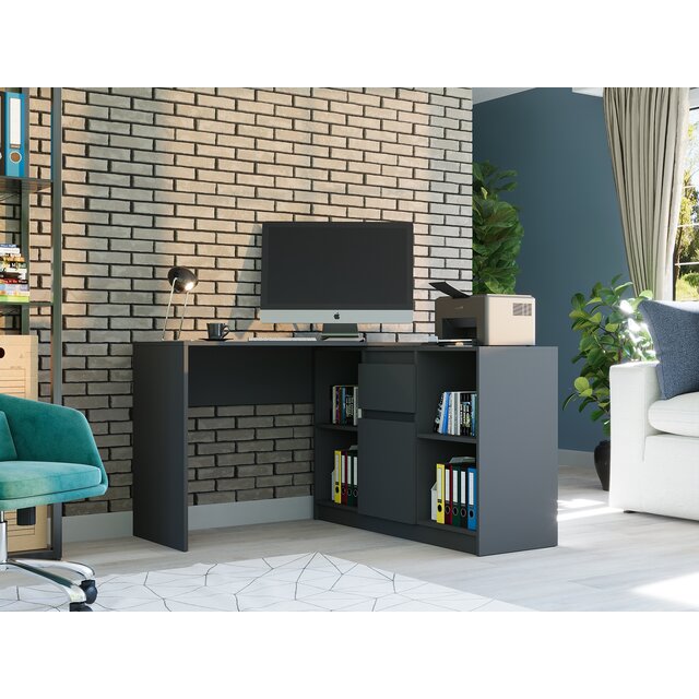 Hoekbureau antraciet links en rechts