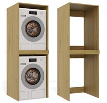 Wasmachine/wasdroger kast om de droger boven de wasmachine te plaatsen eiken kleur