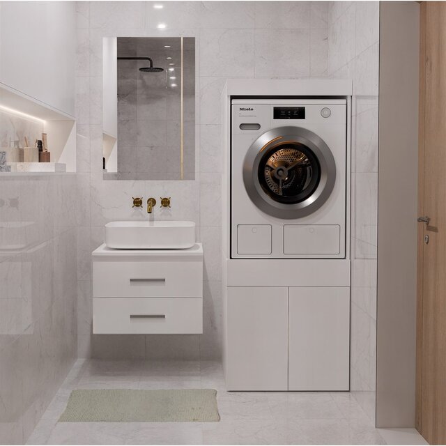 Wasmachine of wasdroger kast met lade wit