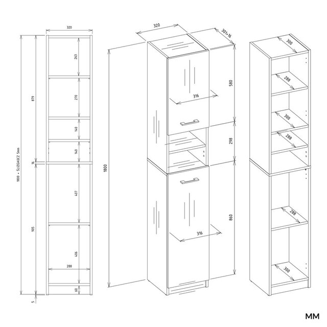 Wasmachine ombouw creme met zij kast