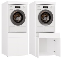 Wasmachine en wasdroger kast met lade wit set van 2
