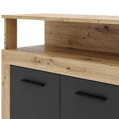 Dressoir  190 cm Breed-Antraciet Eiken