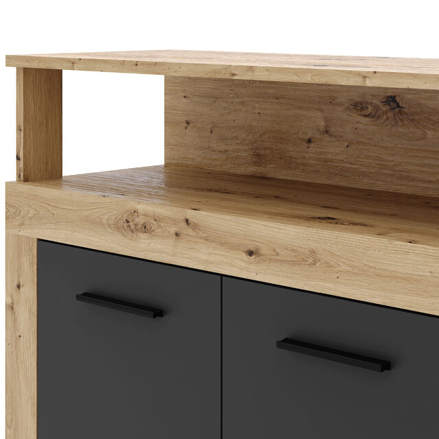 Dressoir  190 cm Breed-Antraciet Eiken