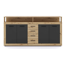 Dressoir  190 cm Breed-Antraciet Eiken