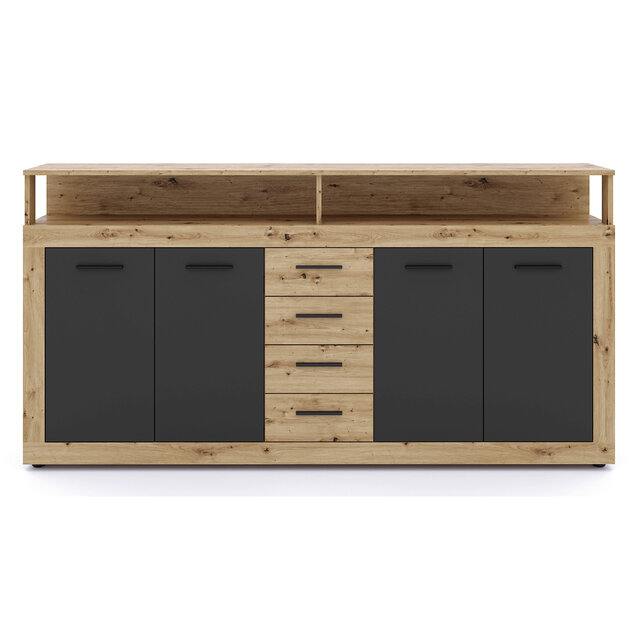 Dressoir  190 cm Breed-Antraciet Eiken