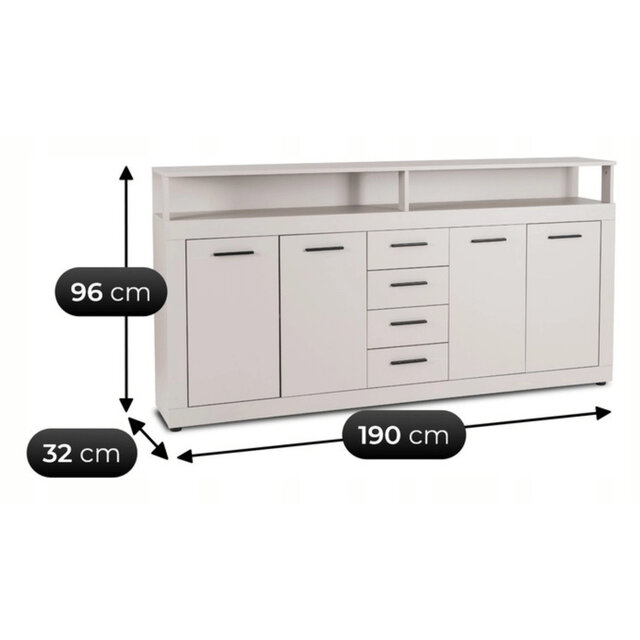 Dressoir  190 cm Breed creme