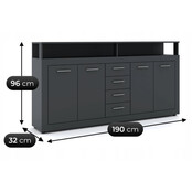 Dressoir  190 cm Breed Antraciet