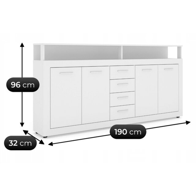 Dressoir  190 cm Breed wit
