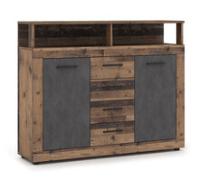 Dressoir  120 cm Breed  oud eiken  antraciet