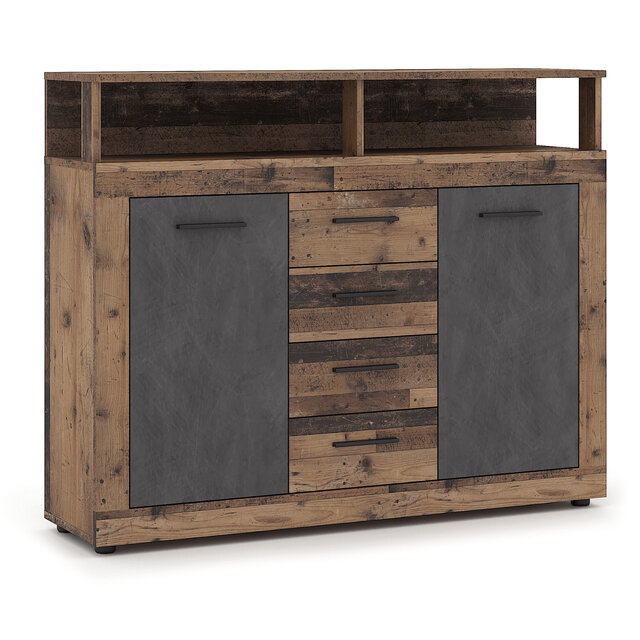 Dressoir  120 cm Breed  oud eiken  antraciet