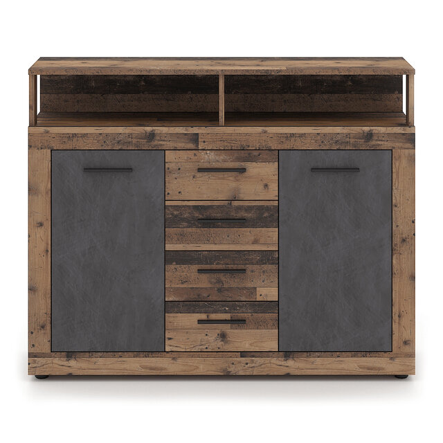 Dressoir  120 cm Breed  oud eiken  antraciet