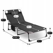 Ligstoel grijs 190 x 73 x 32 cm