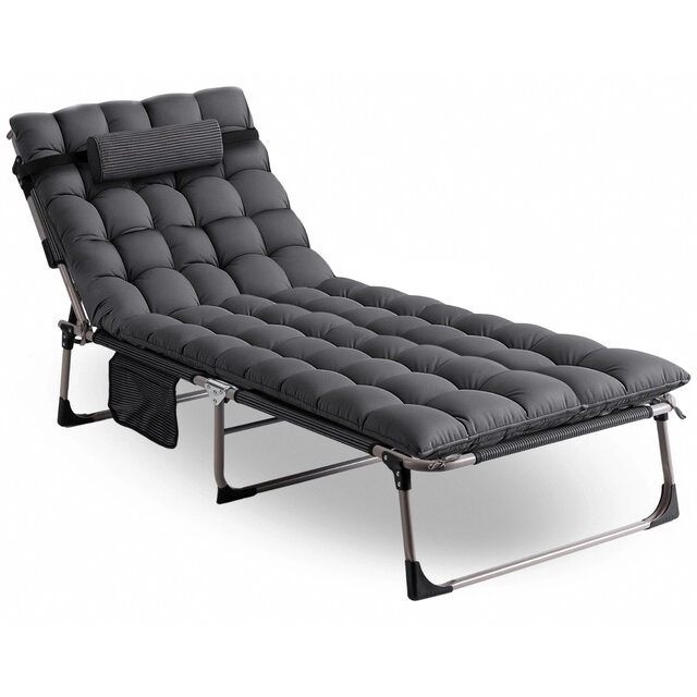 Ligstoel grijs 190 x 73 x 32 cm