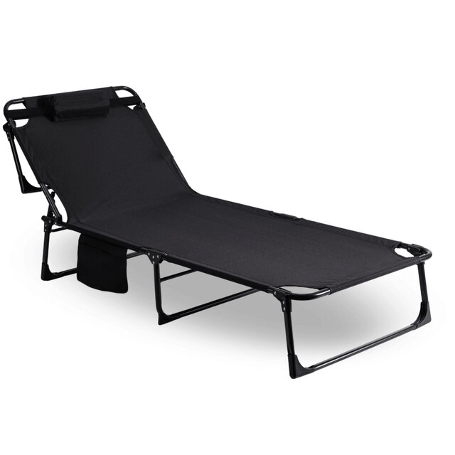 Ligstoel zwart 190 x 73 x 32 cm