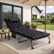 Ligstoel zwart 190 x 73 x 32 cm