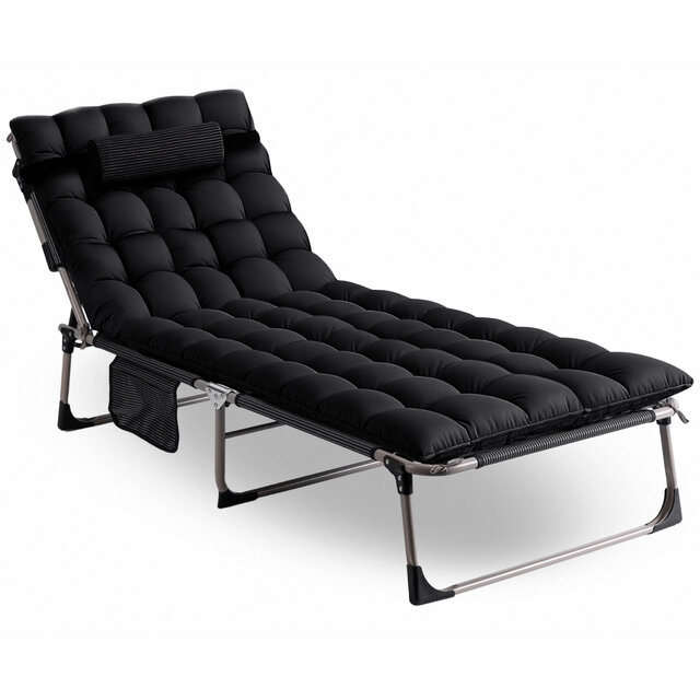 Ligstoel zwart 190 x 73 x 32 cm