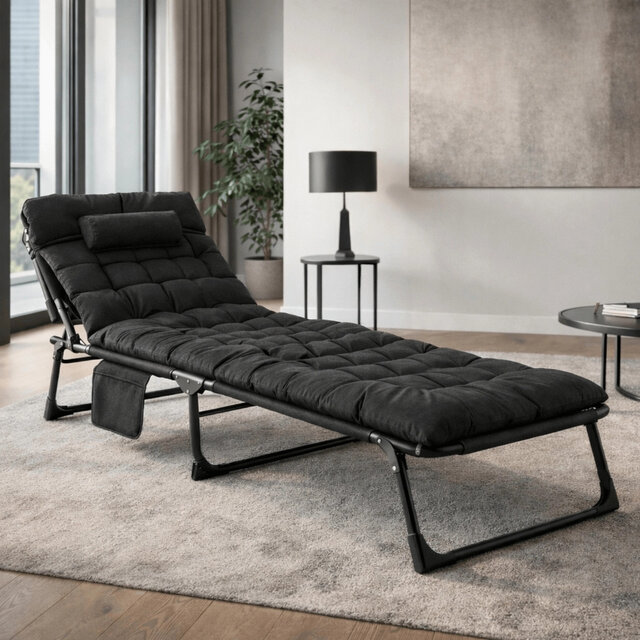 Ligstoel zwart saturn 190 x 73 x 32 cm