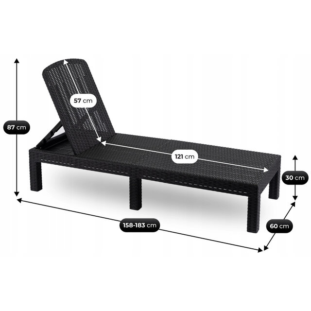 Ligstoel blauw  183 x 60x 30 cm  incl kussen