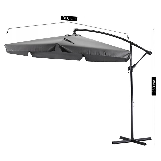 Zweefparasol grijs met hoes 300 CM