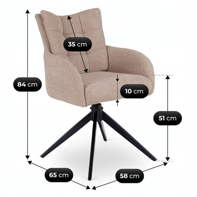 Eetkamersteol set van 4 july  beige
