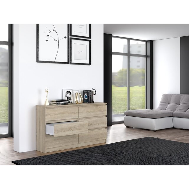 Ladekast  140 cm 6 lades licht eiken