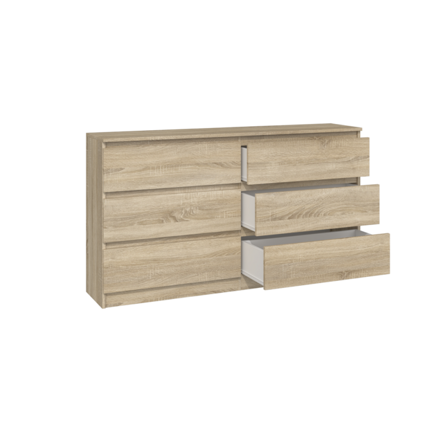 Ladekast  140 cm 6 lades licht eiken