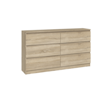 Ladekast  140 cm 6 lades licht eiken