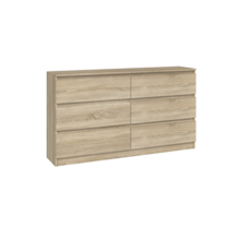 Ladekast  140 cm 6 lades licht eiken