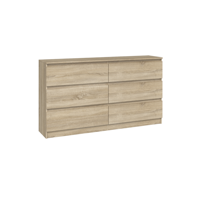 Ladekast  140 cm 6 lades licht eiken