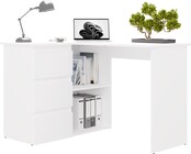 Hoekbureau nice wit  3 lades links