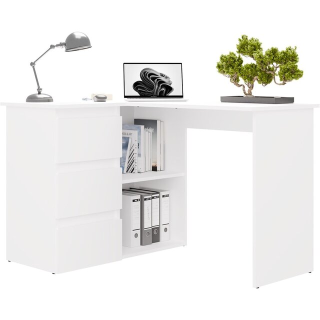 Hoekbureau nice wit  3 lades links