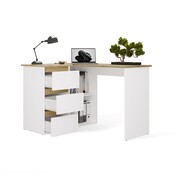 Hoekbureau nice wit eiken  3 lades links