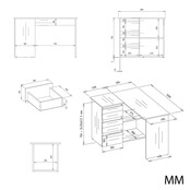 Hoekbureau nice wit eiken  3 lades links