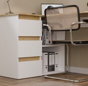 Hoekbureau nice wit eiken  3 lades links