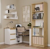Hoekbureau nice wit eiken  3 lades links