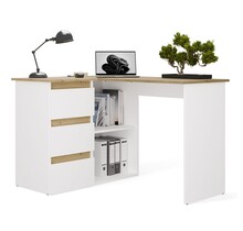 Hoekbureau nice wit eiken  3 lades links