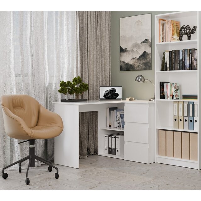 Hoekbureau nice wit rechts 3 lades