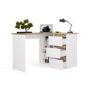 Hoekbureau nice wit eiken rechts 3 lades