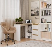 Hoekbureau nice wit eiken rechts 3 lades