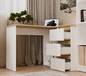 Hoekbureau nice wit eiken rechts 3 lades