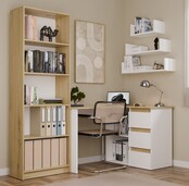 Hoekbureau nice wit eiken rechts 3 lades