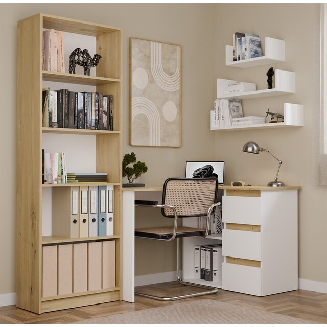 Hoekbureau nice wit eiken rechts 3 lades