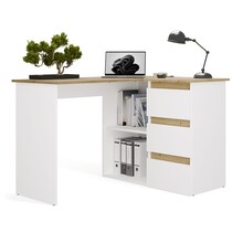 Hoekbureau nice wit eiken rechts 3 lades