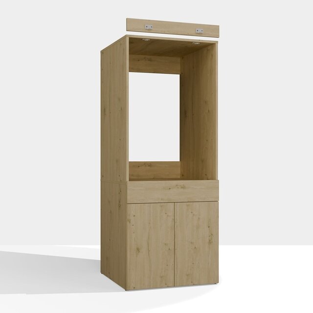 Wasmachine en wasdroger kast met lade eiken  set 2 stuks