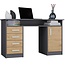 Maxy-shop Bureau ADA Antraciet  Eiken 125 CM