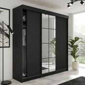 Schuifdeurkast  met spiegel  lamaro 250 cm zwart