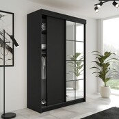 Schuifdeurkast  met spiegel  lamaro 138 cm  zwart