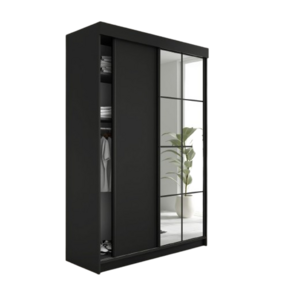 Kledingkast Lamaro  met spiegel  200 cm  zwart