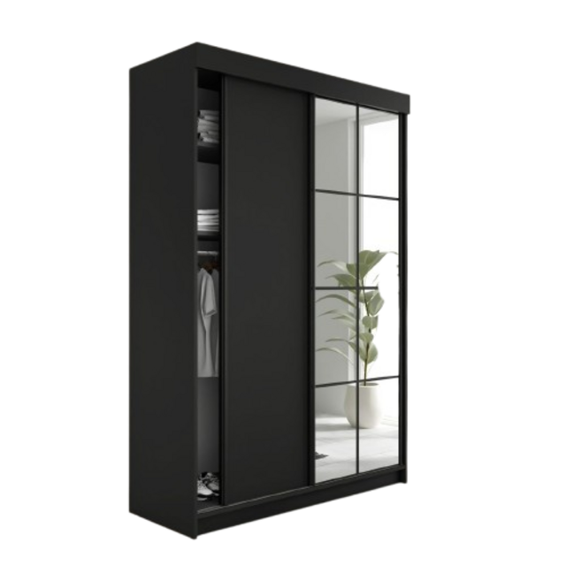 Schuifdeurkast  met spiegel  lamaro 167 cm zwart
