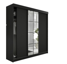 Schuifdeurkast  met spiegel  lamaro 250 cm zwart